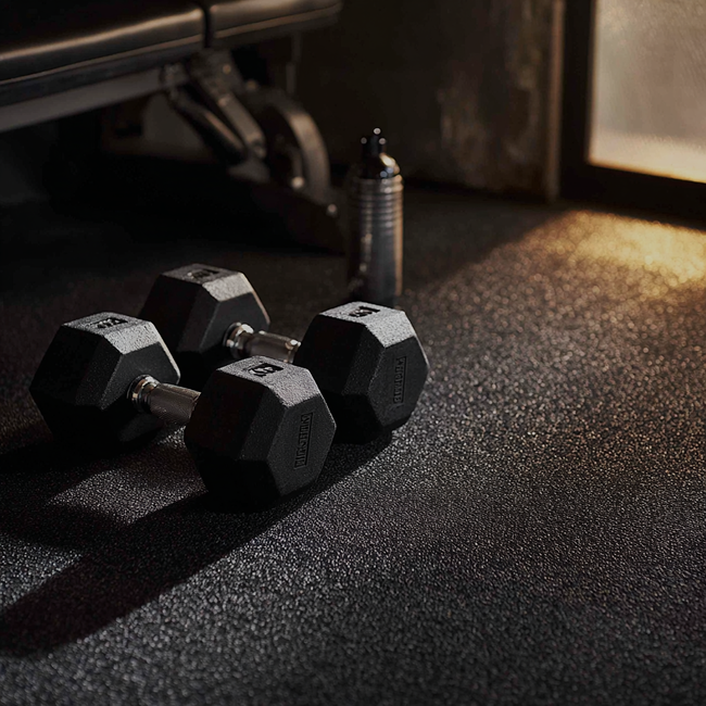 Dumbbells in a gym